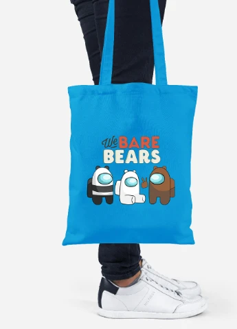 Эко сумка шопер Вся правда о медведях (We Bare Bears) (92102-2668-BL) синяя MobiPrint Lite (256921474)