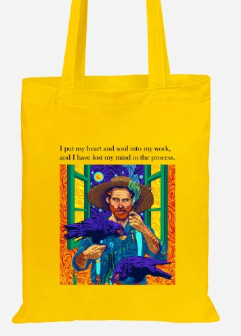 Еко-сумка шоппер Вінсент Ван Гог Ворон (Vincent van Gogh) (92102-2961-SY) жовта MobiPrint Lite (256920353)