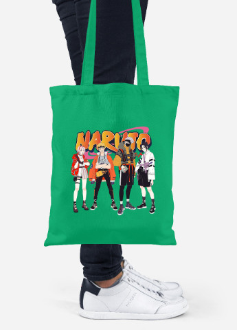 Еко-сумка шоппер Наруто (Naruto) (92102-2630-KG) зелена MobiPrint Lite (256923787)
