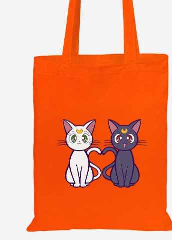 Эко сумка шопер Луна Кошки Сейлор Мун (anime Sailor Moon Cats) (92102-2849-OG) оранжевая MobiPrint Lite (256924654)