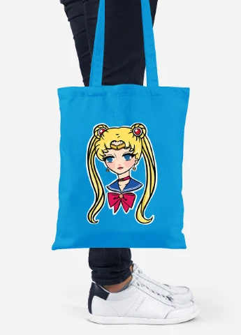 Еко-сумка шоппер Сейлор Мун (Sailor Moon) (92102-2926-BL) синя MobiPrint Lite (256922942)