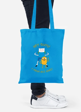 Эко сумка шопер Финн и Джейк пес (Finn & Jake the dog) (92102-1579-BL) синяя MobiPrint Lite (256924027)