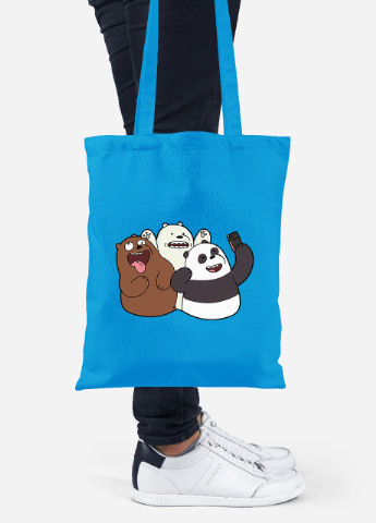 Эко сумка шопер Вся правда о медведях (We Bare Bears) (92102-2665-BL) синяя MobiPrint Lite (256924527)