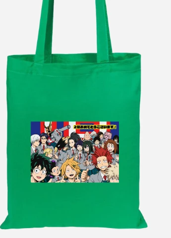 Еко-сумка шоппер Моя геройська академія (My Hero Academia) (92102-3068-KG) зелена MobiPrint Lite (256923621)