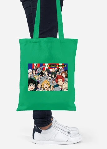 Еко-сумка шоппер Моя геройська академія (My Hero Academia) (92102-3068-KG) зелена MobiPrint Lite (256923621)