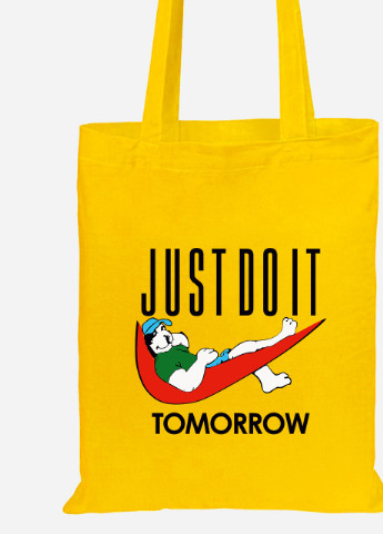 Эко сумка шопер JUSTDOIT tomorrow (Просто сделай это завтра) (92102-2007-SY) желтая MobiPrint Lite (256923877)