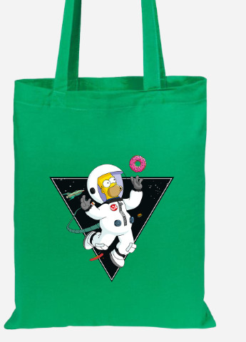Еко-сумка шоппер Гомер Сімпсони (92102-2044-KG) зелена MobiPrint Lite (256924915)