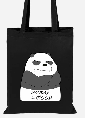 Еко-сумка шоппер Вся правда про ведмедів (We Bare Bears) (92102-2899-BK) чорна MobiPrint Lite (256923957)