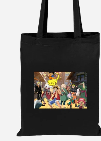 Еко-сумка шоппер Аніме (Anime) (92102-3097-BK) чорна MobiPrint Lite (256923845)