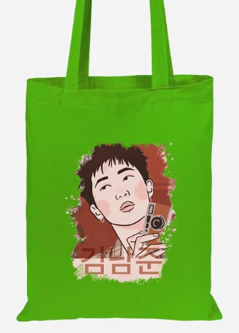 Еко-сумка шоппер Кім Намджун БТС (Kim Nam Joon BTS) (92102-3261-LM) салатова MobiPrint Lite (256923442)
