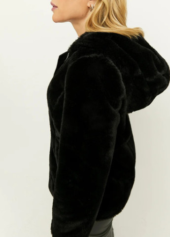 Черная демисезонная куртка Tally Weijl Formal Jackets - WOMEN KNITTED FAKE FUR JACKET