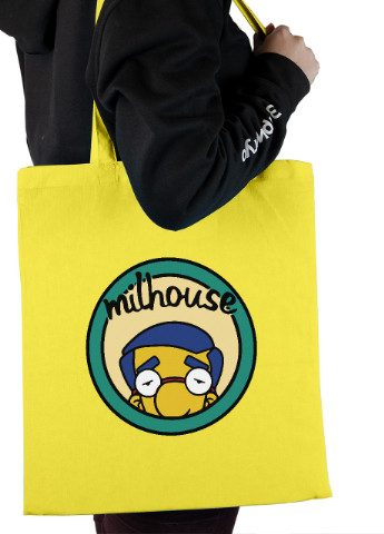 Эко сумка шопер Милхаус Ван Хутен Симпсоны (Milhouse The Simpsons) (92102-3464-SY) желтая MobiPrint Lite (256943798)