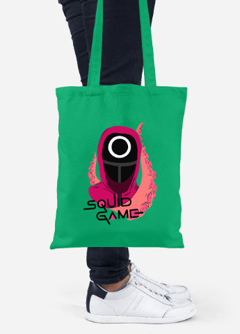 Эко сумка шопер Круг Рабочий солдат Игра в кальмара (Squid Game) (92102-3475-KG) зеленая MobiPrint lite (256944357)