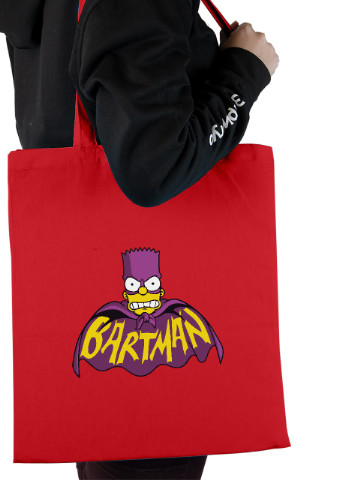 Еко-сумка шоппер Бартмен Барт Сімпсон (Bartman The Simpsons) (92102-3409-RD) червона MobiPrint lite (256945579)