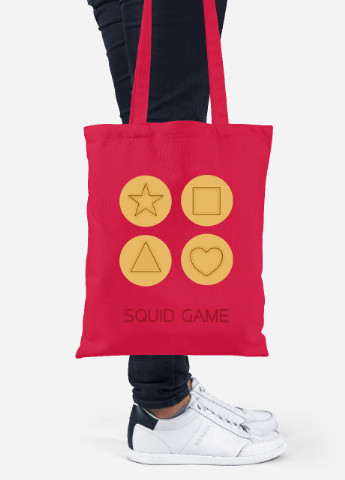 Эко сумка шопер Печенье Игра в кальмара (Squid Game) (92102-3372-RD) красная MobiPrint Lite (256943876)