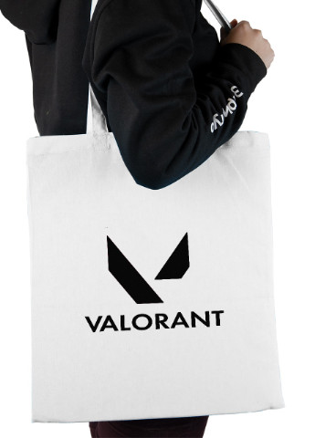 Еко-сумка шоппер Валорант лого(Valorant logo) (92102-3539) біла MobiPrint lite (256945631)