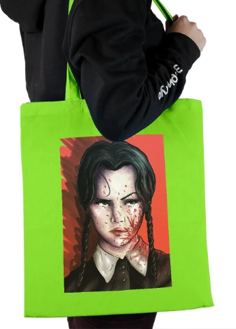 Еко-сумка шоппер Уенсдей постер (Wendsday) (92102-3928-LM) салатова MobiPrint Lite (256945585)
