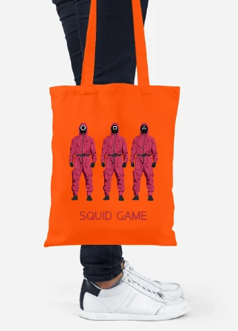 Эко сумка шопер Солдаты Игра в кальмара (Squid Game) (92102-3382-OG) оранжевая MobiPrint Lite (256944633)