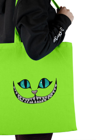 Еко-сумка шоппер Чеширський Кіт (Cheshire Cat Disney) (92102-3437-LM) салатова MobiPrint lite (256944554)