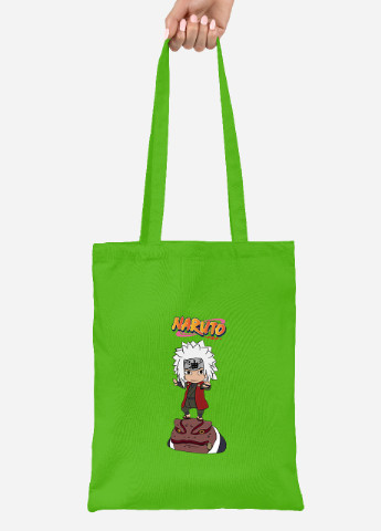 Эко сумка шопер Наруто Дзирайя (Naruto Jiraiya) (92102-3482-LM) салатовая MobiPrint lite (256945886)