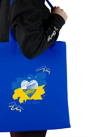 Эко сумка шопер Мир для Украины (92102-3698-SK) голубая MobiPrint Lite (256945807)