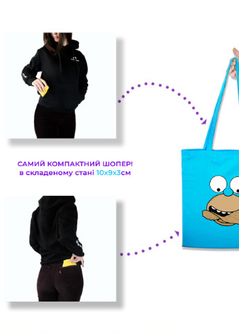 Эко сумка шопер Гомер Сімпсон (Homer The Simpsons) (92102-3463-SY) желтая MobiPrint Lite (256944205)