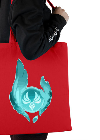 Еко-сумка шоппер Геншин Імпакт елементи Анемо(Genshin Impact elements Anemo) (92102-3559-RD) червона MobiPrint Lite (256944520)