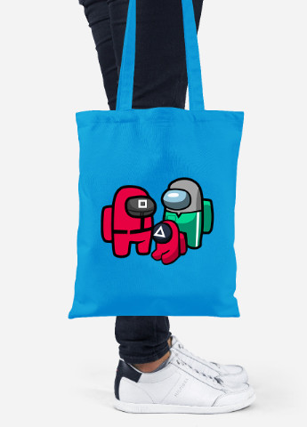 Еко-сумка шоппер Амонг Ас та Гра в кальмара (Among Us and Squid Game) (92102-3380-BL) синя MobiPrint Lite (256944699)