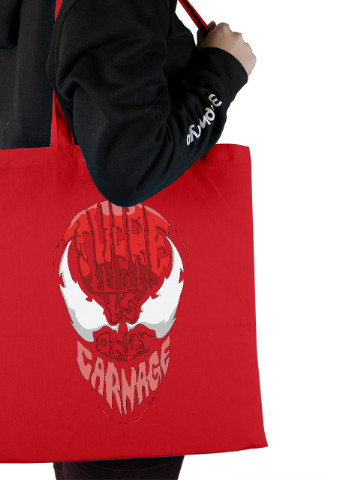 Эко сумка шопер Веном (Venom: Let There Be Carnage) (92102-3420-RD) красная MobiPrint lite (256945309)