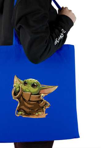 Эко сумка шопер Грогу Йода(Grogu Baby Yoda) (92102-3520-SK) голубая MobiPrint lite (256945857)