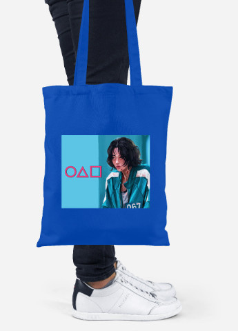 Эко сумка шопер Треугольник Квадрат Круг Игра в кальмара (Squid Game) (92102-3378-SK) голубая MobiPrint Lite (256945962)