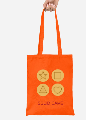 Эко сумка шопер Печенье Игра в кальмара (Squid Game) (92102-3372-OG) оранжевая MobiPrint lite (256944383)