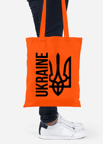 Эко сумка шопер Украина (92102-3794-OG) оранжевая MobiPrint lite (256945293)
