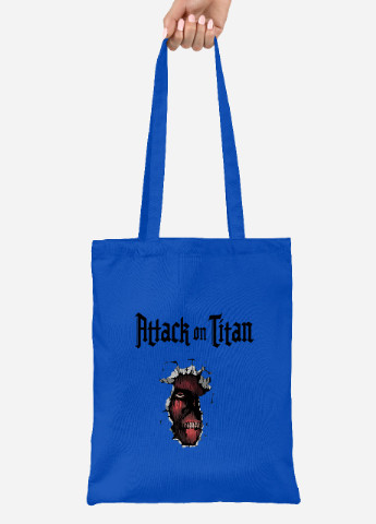 Эко сумка шопер Атака титанов Колоссальный Титан лого ( Attack on Titan logo) (92102-3489-SK) голубая MobiPrint lite (256943918)