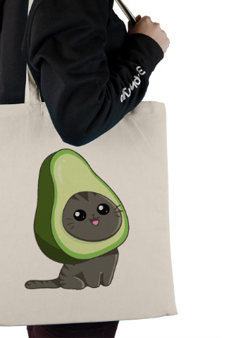 Еко-сумка шоппер Авокадо кіт (Avocato) (92102-3473-BG) бежева MobiPrint lite (256944671)