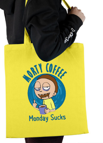 Еко-сумка шоппер Рік та Морті (Rick and Morty) (92102-3442-SY) жовта MobiPrint lite (256945347)