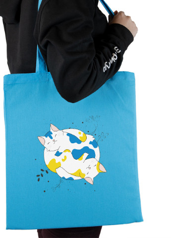 Еко-сумка шоппер Українські муркотики (92102-3900-BL) синя MobiPrint Lite (256944785)