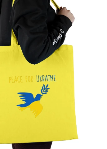 Еко-сумка шоппер Мир для України (92102-3688-SY) жовта MobiPrint Lite (256944650)