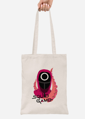 Еко-сумка шоппер Коло Робочий солдат Гра в кальмара (Squid Game) (92102-3475-BG) бежева MobiPrint lite (256945862)