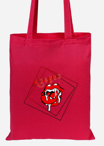 Эко сумка шопер Ахэгао губы-лого(Ahegao girl) (92102-3503-RD) красная MobiPrint lite (256945019)