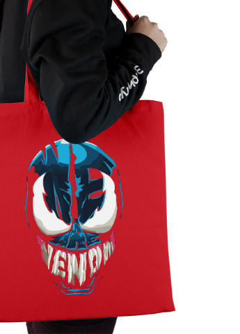 Эко сумка шопер Веном (Venom) (92102-3421-RD) красная MobiPrint lite (256945000)