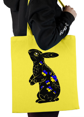 Эко сумка шопер Черный кролик (92102-3886-SY) желтая MobiPrint Lite (256943494)