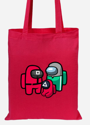 Эко сумка шопер Амонг Ас и Игра в кальмара (Among Us and Squid Game) (92102-3380-RD) красная MobiPrint Lite (256945364)