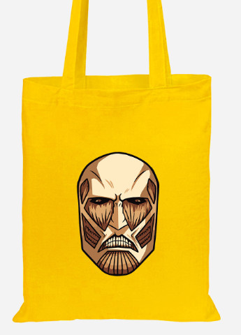Эко сумка шопер Атака титанов Колоссальный Титан портретлого (Attack on Titan logo ) (92102-3490-SY) желтая MobiPrint lite (256945055)
