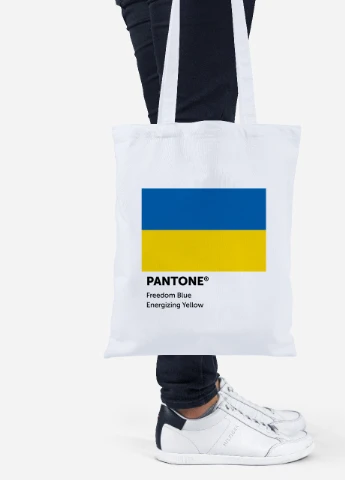 Еко-сумка шоппер Україна Пантон (92102-3758) біла MobiPrint Lite (256945169)