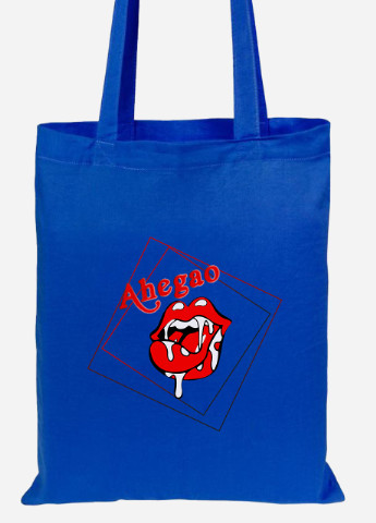 Эко сумка шопер Ахэгао губы-лого(Ahegao girl) (92102-3503-SK) голубая MobiPrint lite (256945084)