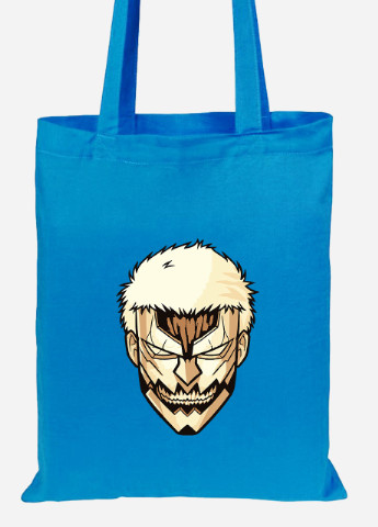 Еко-сумка шоппер Атака титанів Райнер Браун портрет лого (Attack on Titan Rayner Brown) (92102-3491-BL) синя MobiPrint lite (256945469)