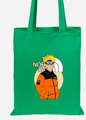 Эко сумка шопер Наруто Норс Фейс (Naruto The Norch Face) (92102-3480-KG) зеленая MobiPrint lite (256945260)