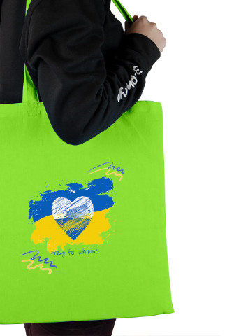 Еко-сумка шоппер Мир для України (92102-3698-LM) салатова MobiPrint lite (256945488)