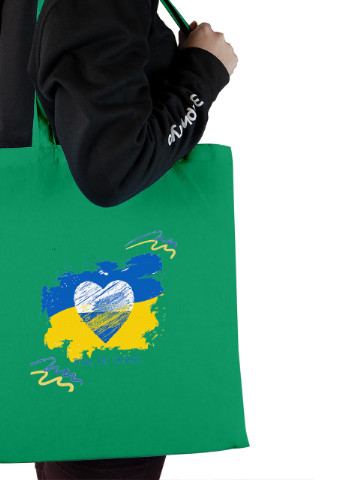 Эко сумка шопер Мир для Украины (92102-3698-KG) зеленая MobiPrint lite (256945180)